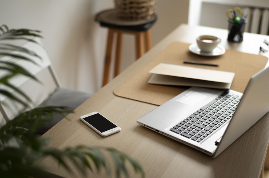 high-angle-desk-arrangement-with-laptop